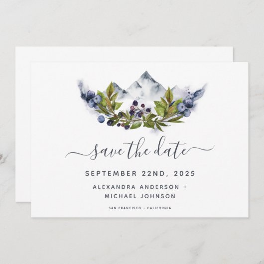 Save the Date Rustieke Bos Waterverf Modern (Voorkant / Achterkant)