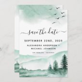 Save the Date Rustieke Bos Waterverf Modern (Voorkant / Achterkant)