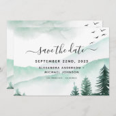 Save the Date Rustieke Bos Waterverf Moody (Voorkant / Achterkant)