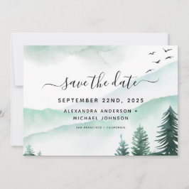 Save the Date Rustieke Bos Waterverf Moody