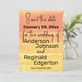 Save the Date Rustieke Casual Trouwperzik (Staand voorkant)
