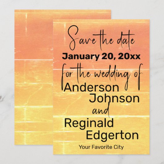 Save the Date Rustieke Casual Trouwperzik (Voorkant / Achterkant)