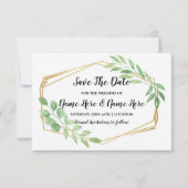 Save The Date Rustieke Gouden Frame Blad Uitnodigi (Voorkant)