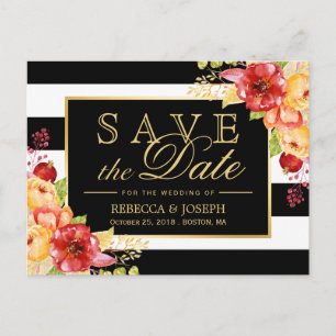 Save the Date - Rustieke herfst Gouden Bloemen Str Aankondigingskaart