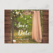 Save the Date Rustieke Houten Perzik Mason Jar Bru Aankondigingskaart (Voorkant)