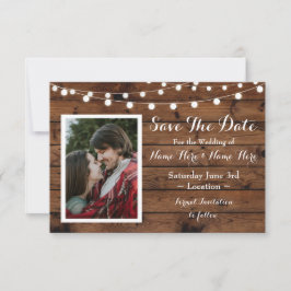 Save The Date Rustieke Houten Rustieke Foto Uitnod
