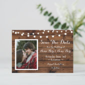 Save The Date Rustieke Houten Rustieke Foto Uitnod (Staand voorkant)