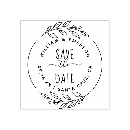 Save the date | Rustieke met de hand getekende len Rubberstempel (Afrduk)