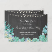 Save The Date Rustieke Vetplanten Mint Krijt Uitno (Voorkant / Achterkant)