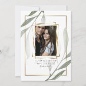 Save the date | Sage Green Olive Branch Waterverf Kaart (Voorkant)