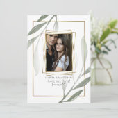 Save the date | Sage Green Olive Branch Waterverf Kaart (Staand voorkant)