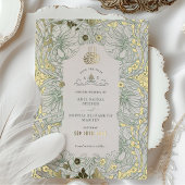 Save the Date Sage Groene Moslim Islamitische Morr Folie Uitnodiging