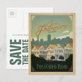 Save the date | San Francisco, CA - Briefkaart Row (Voorkant / Achterkant)