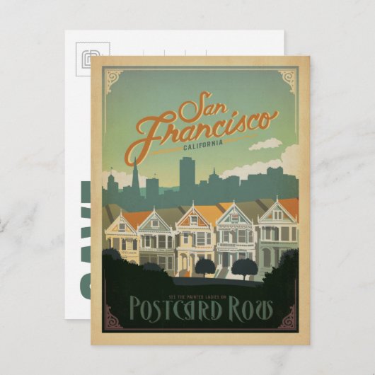 Save the date | San Francisco, CA - Briefkaart Row (Voorkant / Achterkant)