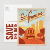 Save the date | San Francisco, CA City bij de baai Aankondigingskaart (Voorkant / Achterkant)