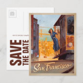 Save the date | San Francisco, CA - Trolly Aankondigingskaart (Voorkant / Achterkant)