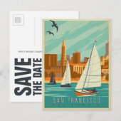 Save the date | San Francisco, CA - Zeilboten Aankondigingskaart (Voorkant / Achterkant)