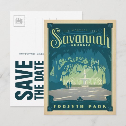 Save the date | Savannah, GA Aankondigingskaart (Voorkant / Achterkant)