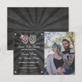 Save The Date Schedel Foto Kaart Gotische Bruiloft (Voorkant / Achterkant)