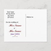  Save the Date Schoenblauw Bloemen Lint Aankondigingskaart (Achterkant)