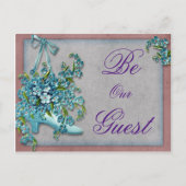  Save the Date Schoenblauw Bloemen Lint Aankondigingskaart (Voorkant)