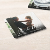 Save the Date Script Foto Kartonnen Onderzetters (Schuin)