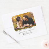 Save The Date Script Foto Verlovingskaart  Vierkante Sticker (Envelop)