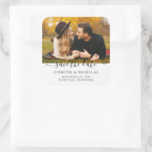 Save The Date Script Foto Verlovingskaart  Vierkante Sticker (Tas)