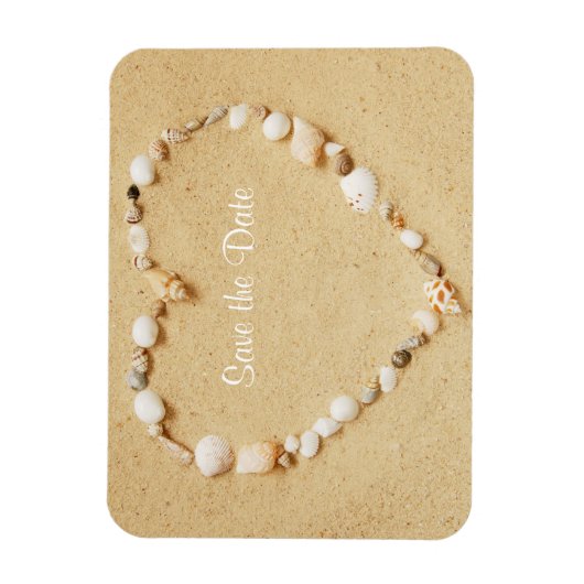 Save the Date Seashell Hart Flexibele Magneet (Verticaal)