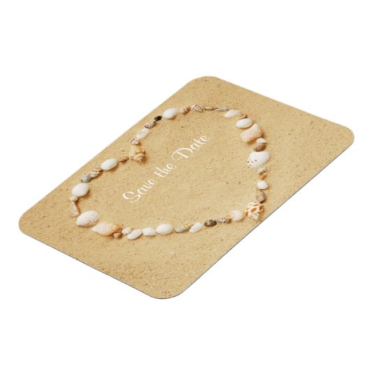 Save the Date Seashell Hart Flexibele Magneet (Linkerzijde)