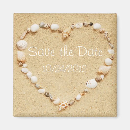 Save the Date Seashell Heart Magnet (Voorkant)