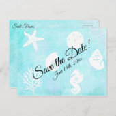 Save the Date Seashell Seashide thema bruiloft Briefkaart (Voorkant / Achterkant)