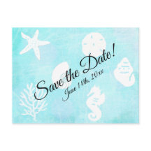 Save the Date Seashell Seashide thema bruiloft