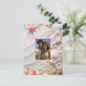 Save the Date Seashells Parels Starfish Beach Briefkaart (Staand voorkant)