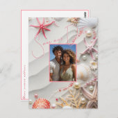 Save the Date Seashells Parels Starfish Beach Briefkaart (Voorkant / Achterkant)