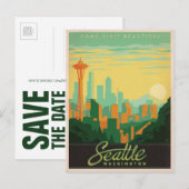 Save the date | Seattle, WA Aankondigingskaart (Voorkant / Achterkant)