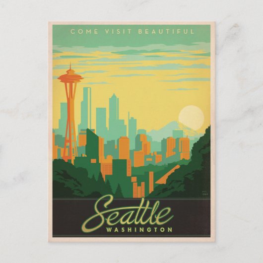 Save the date | Seattle, WA Aankondigingskaart (Voorkant)
