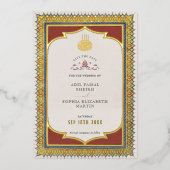 Save the Date Sieraden Goud Moslim Islamitische Fo Folie Uitnodiging (Voorkant)