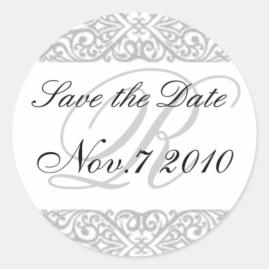 "Save the Date" Silver Lace Sticker (Voorkant)