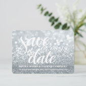 Save the date | Silver Lit Glitter Fab II (Staand voorkant)