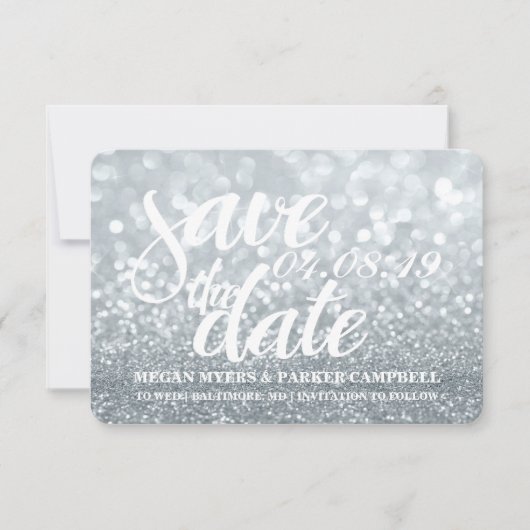 Save the date | Silver Lit Glitter Fab II (Voorkant)