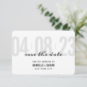 SAVE THE DATE simpel blokje modern bord grijs zwar RSVP Kaartje (Staand voorkant)