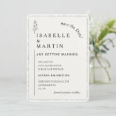 Save the Date Simple Faux Deckled Edge Wedding Kaart (Staand voorkant)