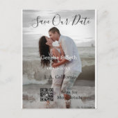 Save the date simple minimal QR scan code details Briefkaart (Voorkant)