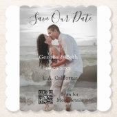 Save the date simple minimal QR scan code details Kartonnen Onderzetters (Voorkant)