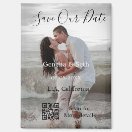 Save the date simple minimal QR scan code details  Magneet