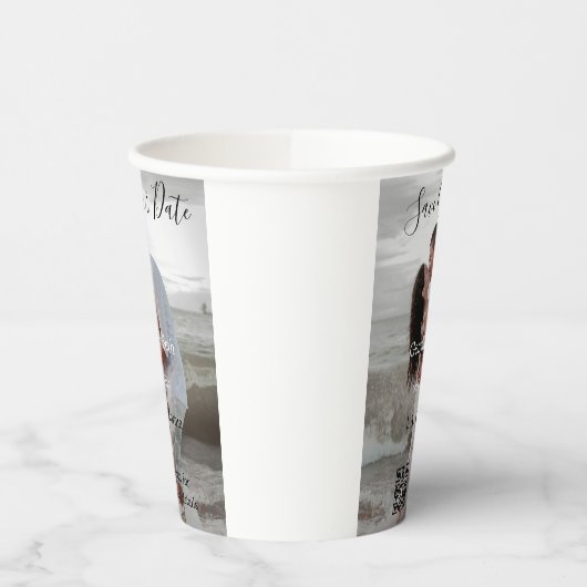 Save the date simple minimal QR scan code details Papieren Bekers (Links)