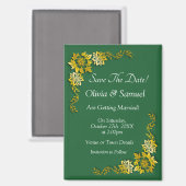Save The Date - Smaragd & Goud 3.5" x 2.5" Koelkas Magneet (Voorkant / Achterkant)