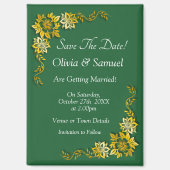 Save The Date - Smaragd & Goud 3.5" x 2.5" Koelkas Magneet (Voorkant)
