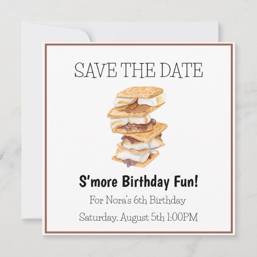 Save the Date S'mores Fun 6e verjaardag (Voorkant)